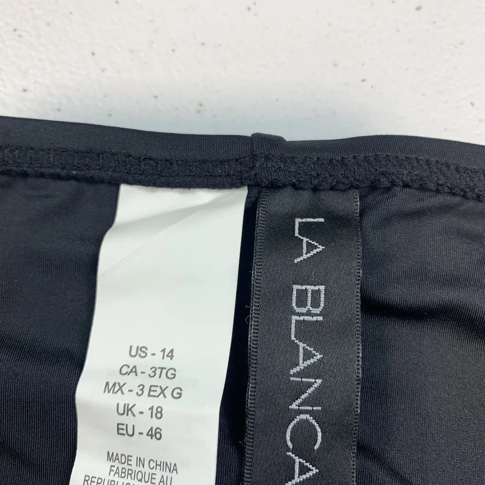La Blanca Women's Swim Bikini Bottoms 14 Black Island Goddess Hipster Beach Pool